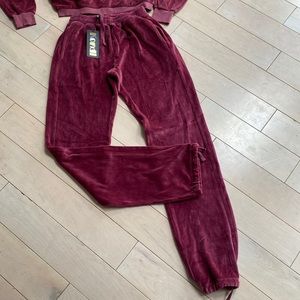 Suzie Kondi dusty rose velour unisex track pants